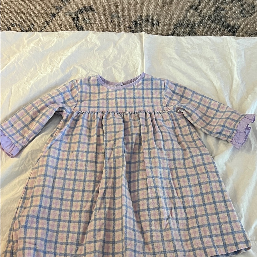 Plaid Kids Casual Dress - Purple and Pink